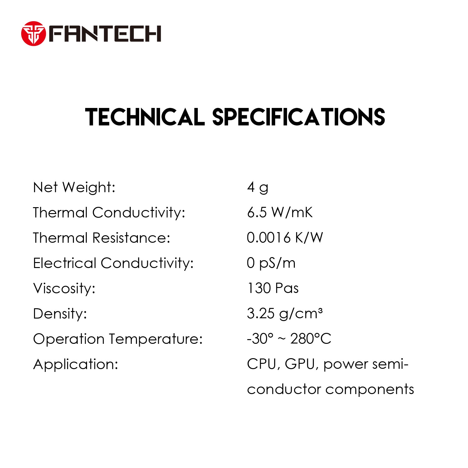 FANTECH THERMAL PASTA FT01 BLACK FANTECH THERMAL PASTA FT01 BLACK
